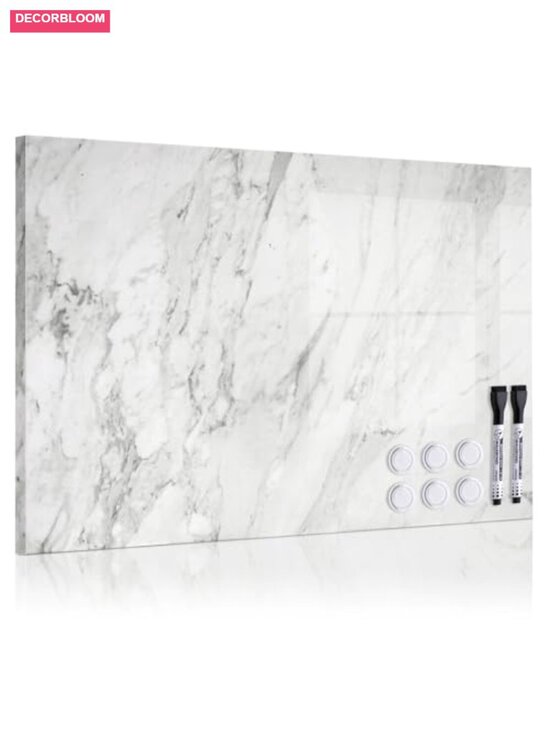 Other - 24x18 Magnetic Dry Erase Board Wall Mount White Marble Frameless